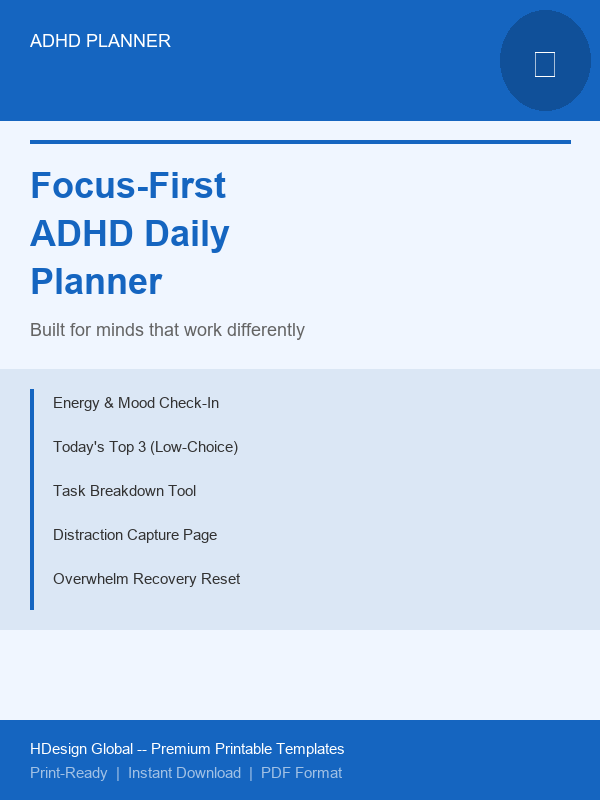 Focus First ADHD Daily Planner